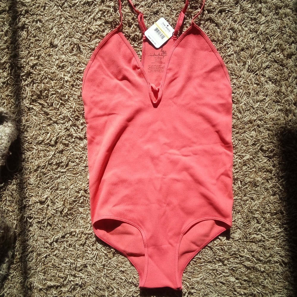 Red Chic Free People Bodysuit Size M/L